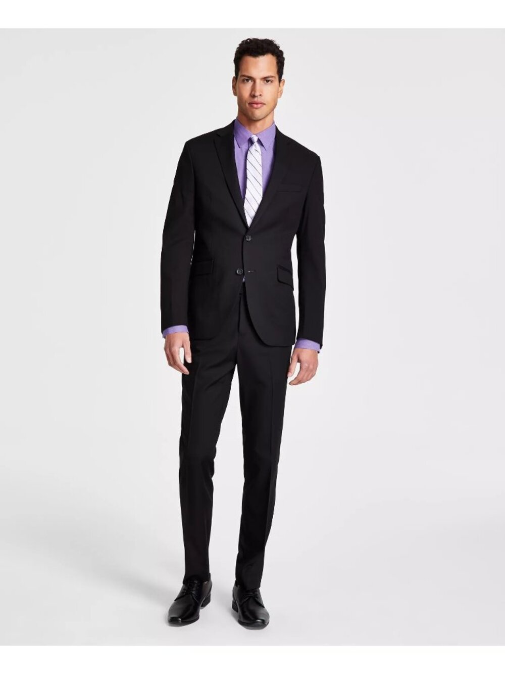 Kenneth Cole Reaction Mens Ready Flex Slim-Fit Suit Black Size 44R Defected
